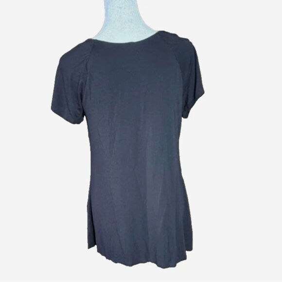 Coldwater Creek Black Ruched Long Top Blouse Tunic M - Picture 2 of 7